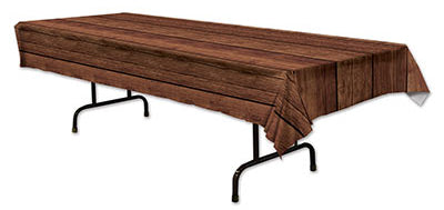 Wood-Look Plastic Tablecover, 54 x 108 Inches
