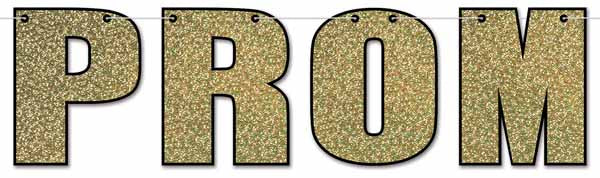 Gold Glitter-Print PROM Streamer