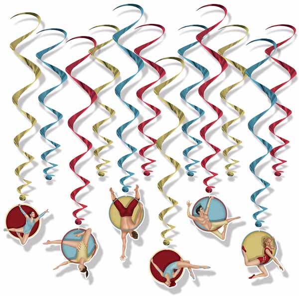 Vintage Circus Hanging Whirls, 12 Count