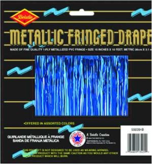 Blue Metallic 1-Ply Fringe, 15 Inches x 10 Feet