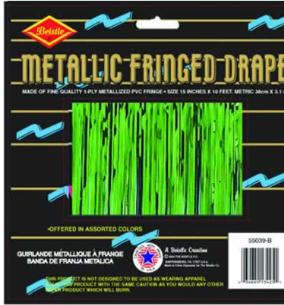 GREEN METALLC FRINGE 15"X10 1PLY 1/PKG