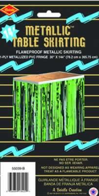 Green Metallic Table Skirt, 30 Inches x 14 Feet
