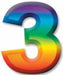Multicoloured Plastic Number 3 Birthday Decoration