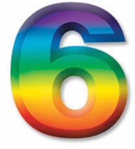 Multicoloured Plastic Number 6 Birthday Decoration