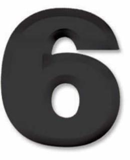 11-Inch Black Plastic 3D Number 6 Decoration