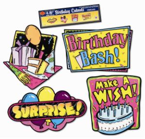 16-Inch Birthday Cutouts, 4-Pack