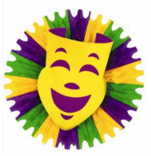 Mardi Gras Fan-Tag Decoration with 25-Inch Fan