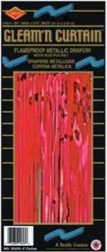 Red 1-Ply Metallic Curtain, 8 ft x 3 ft
