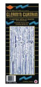 Silver 1-Ply Metallic Curtain, 8 ft x 3 ft