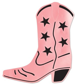Pink Foil Cowboy Boot Silhouette Decoration