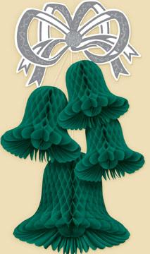 20-Inch Hunter Green Bell Cluster Decoration, 1 Per Package