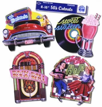 16" FABULOUS 50S CUTOUTS 4/PKG