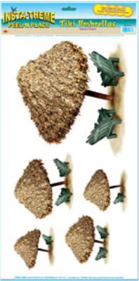 Tiki Umbrella Peel 'N Place Decorations, 5 per Sheet