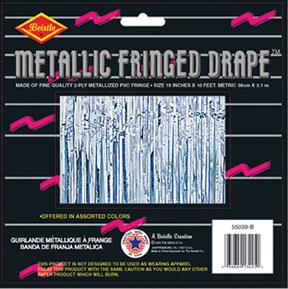 Silver 2-Ply Fringe Drape, 15 Inches x 10 Feet