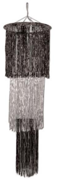Black & Silver 3-Tier Shimmering Chandelier, 4 ft
