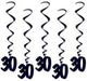 Black Number 30 Hanging Whirls, 5 Pack