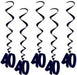 Black Number 40 Hanging Whirls, 5 Pack