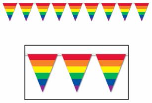 Rainbow Pennant Banner, 11 Inches x 12 Feet