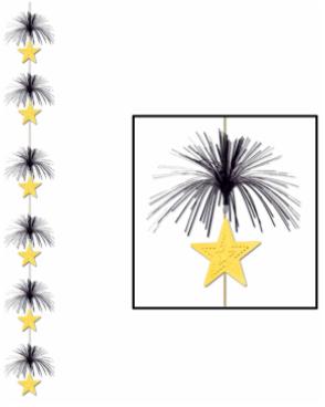 Black & Gold Star Firework Stringer, 7 ft