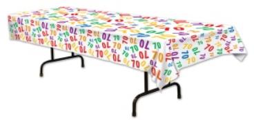 70th Birthday Plastic Table Cover, 54 x 108 Inches