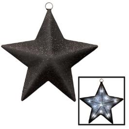 Black & Silver Light-Up Sparkle Star Decoration