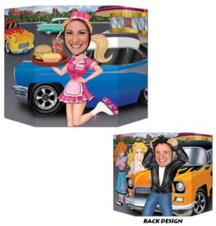 1950s Car Hop & Greaser Double-Sided Photo Prop