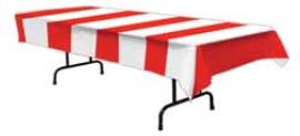 Red & White Striped Tablecover, 54 x 108 Inches