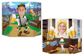 Double-Sided Oktoberfest Photo Prop with Male and Female Designs