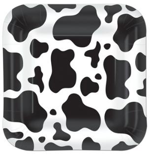 9-Inch Cow Print Plates, 8 Count