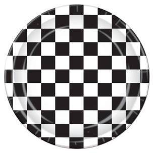 Black and White Checkered 9-Inch Paper Plates, 8-Pack