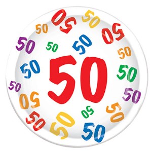 Number 50 Party Plates, 8 Pack