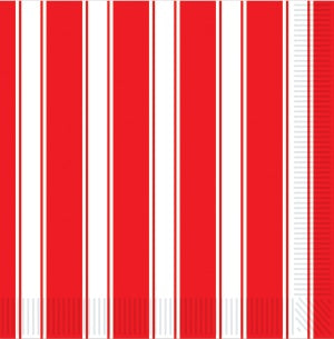 Red & White Striped Beverage Napkins, 16 Count