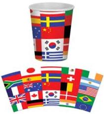 International Flag Beverage Cups, 8 Pack