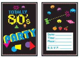 80s Party Invitations, 8 Pack