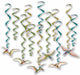 Dinosaur Whirls Hanging Party Decorations, 12 Pack