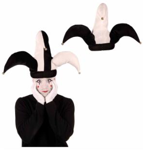 Plush Black & White Jester Hat
