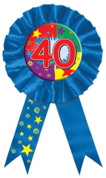40th Birthday Rosette Award Ribbon, 1 Count