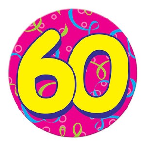 Jumbo 60th Birthday Button, 6 Inch