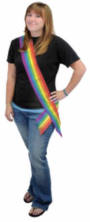 Rainbow Satin Sash, 33 x 4 Inches