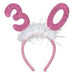 30th Birthday Glittered Bopper Headband with Marabou