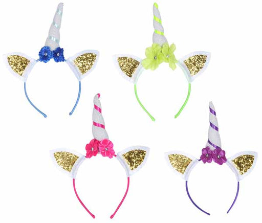 Glittered Unicorn Headbands, 4 Pack