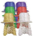 Tinsel Top Hat with Curly Wig, Assorted