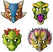Dinosaur Party Masks with Attached Elastic, 4 Pack