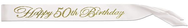 GLTRD HAPPY 50TH 33" X4" SATIN SASH