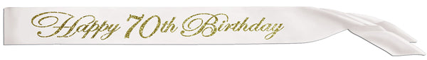 GLTRD HAPPY 70TH 33" X4" SATIN SASH
