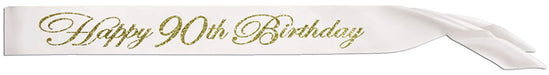 Glittered Happy 90th Birthday Satin Sash