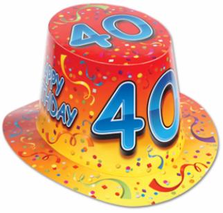 Orange Happy 40th Birthday High Hat
