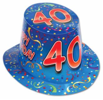 Happy 40th Birthday Blue High Hat
