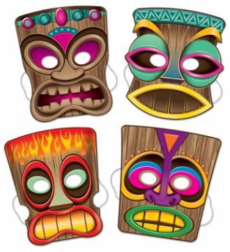 10-Inch Tiki Masks, 4-Pack