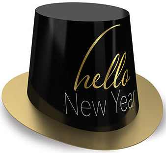 Hello New Year Hi-Hat Party Hats, Box of 25